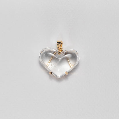 Puffy heart crystal quartz pendant