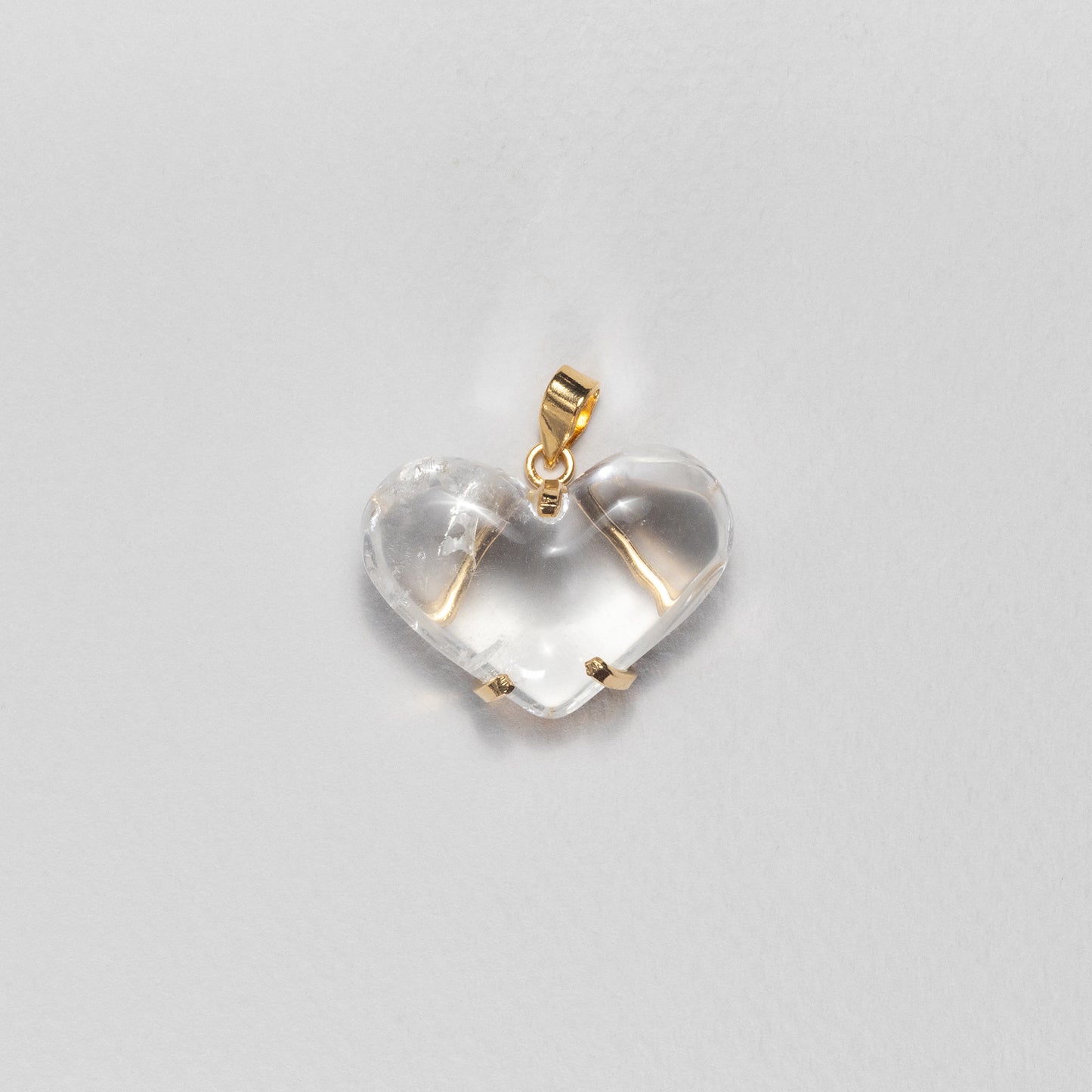 Puffy heart crystal quartz pendant