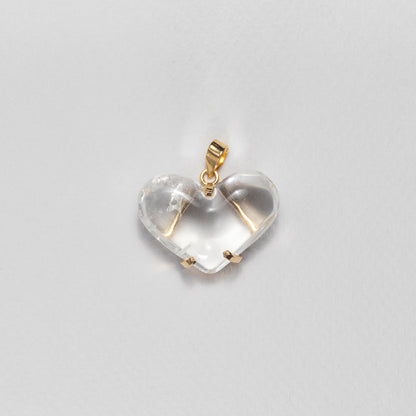 Puffy heart crystal quartz pendant
