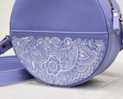 Round Leather Bag 'Lavender'