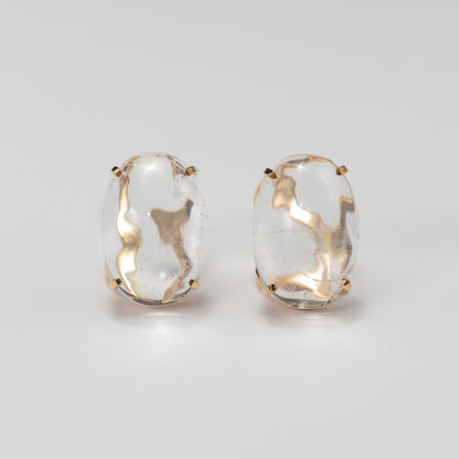 Bague en cristal de roche cabochon ovale