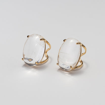 Bague en cristal de roche cabochon ovale
