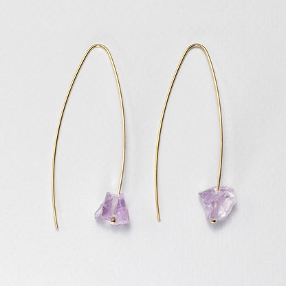 Raw amethyst threader earrings