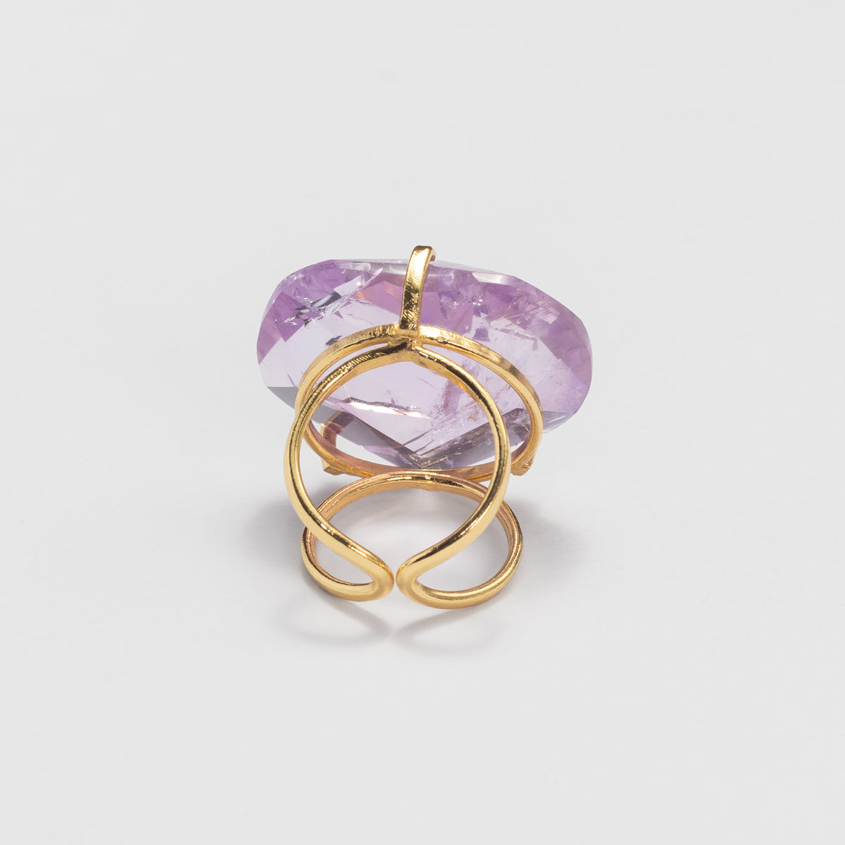 Bague cœur facetté en améthyste