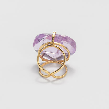 Bague cœur facetté en améthyste