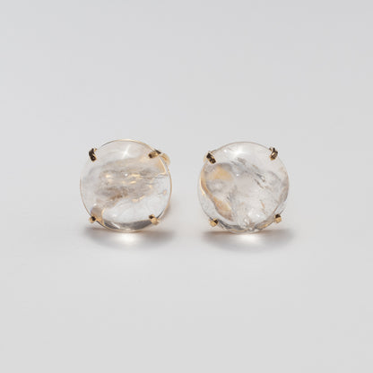 Bague en cristal de roche cabochon rond