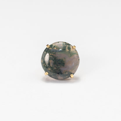 Bague en agate mousse avec cabochon rond