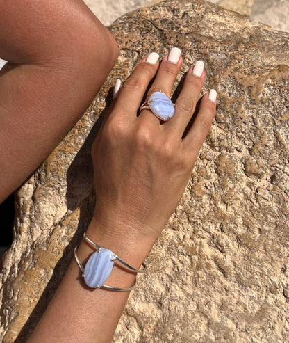 Bracelet en agate dentelle bleue
