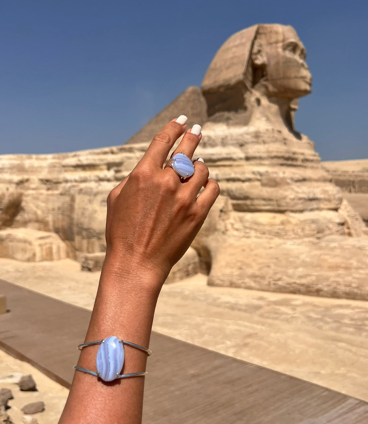 Bracelet en agate dentelle bleue