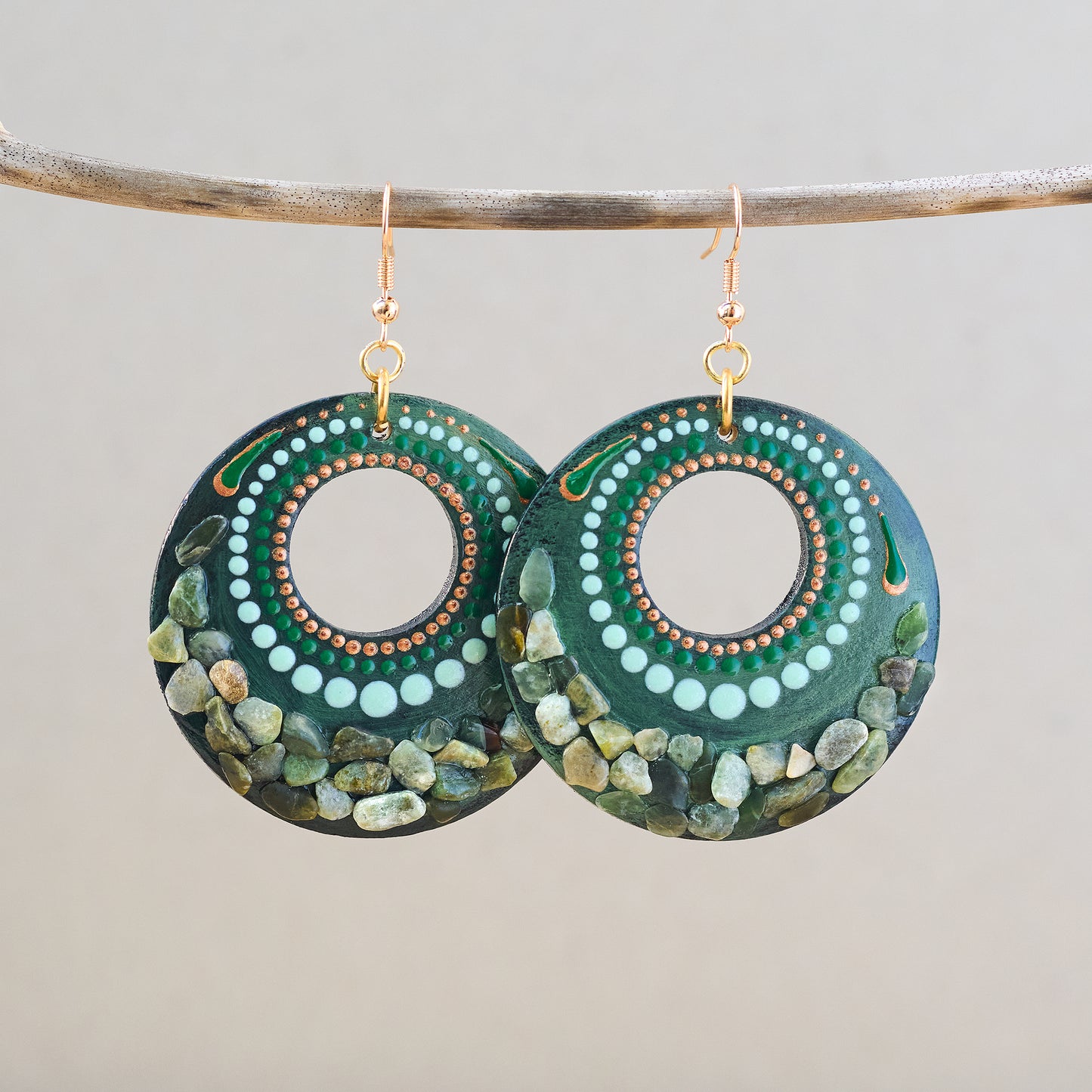 Wooden Earrings 'Forest Pebbles'