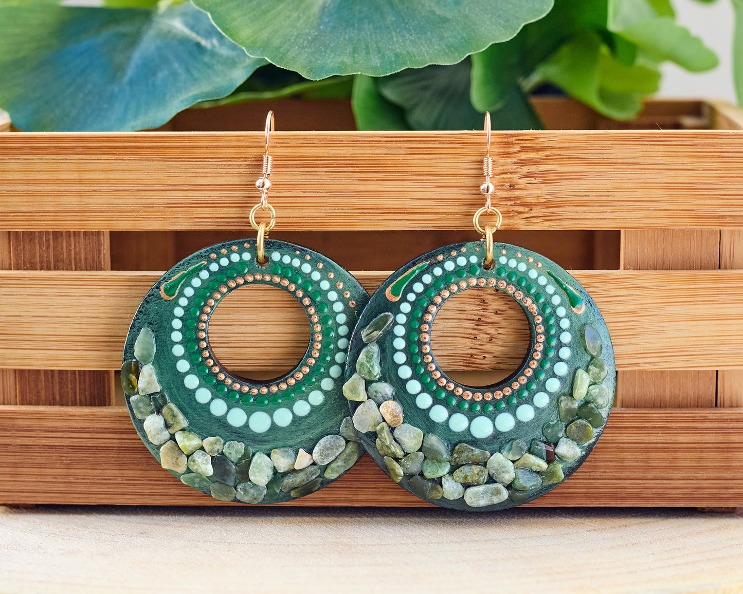 Wooden Earrings 'Forest Pebbles'