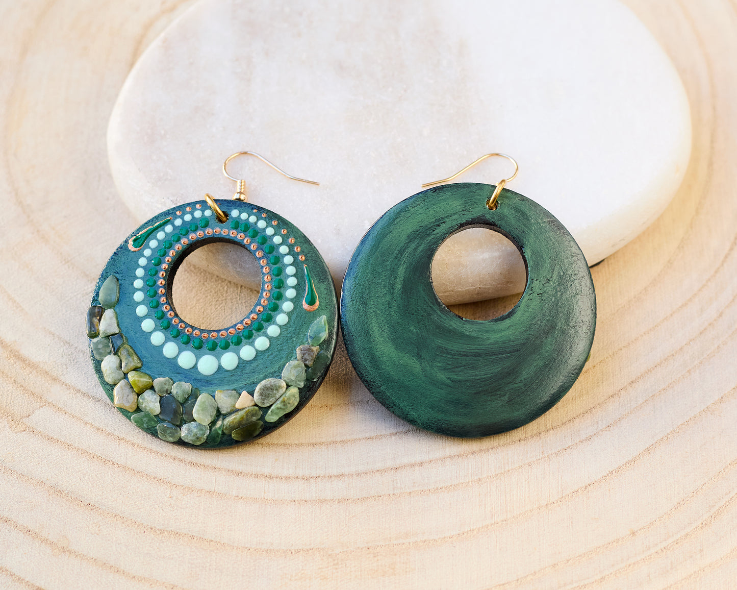 Wooden Earrings 'Forest Pebbles'