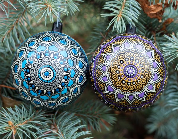 Blue Purple Christmas Ornaments