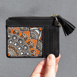 Slim wallet with tassel - black/orange