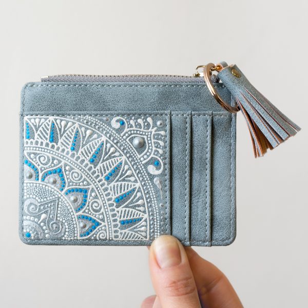 Slim wallet with tassel - blue