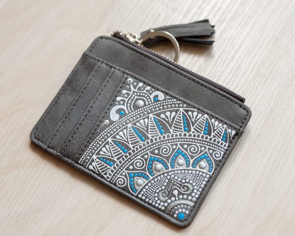 Slim wallet with tassel - gray