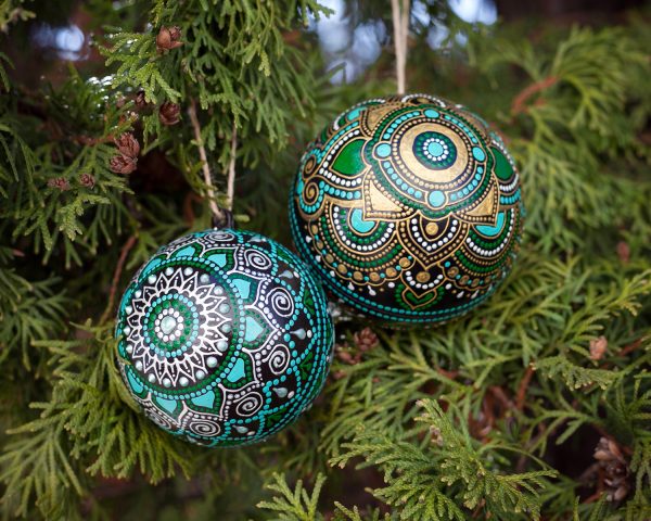 Aquamarine & Green Christmas Ornaments