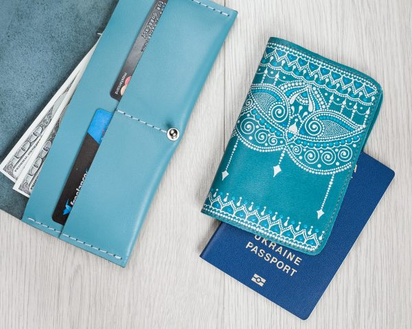 Boho blue passport cover