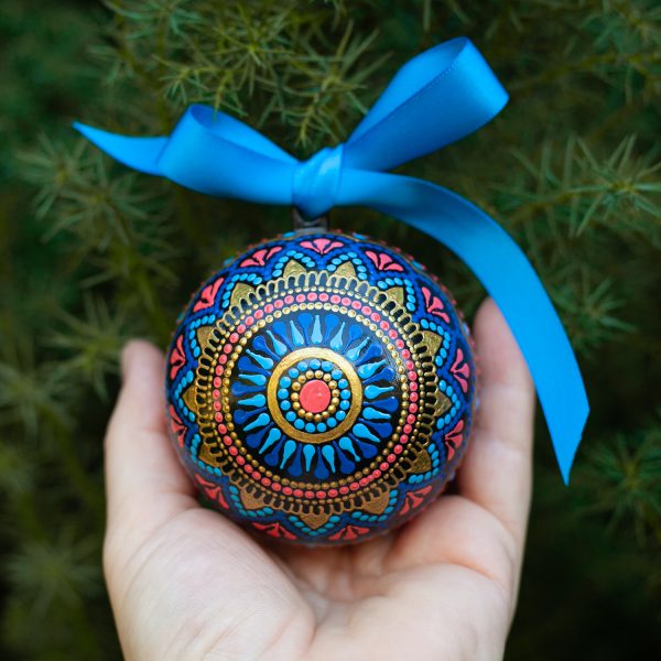 Blue-coral Christmas bauble