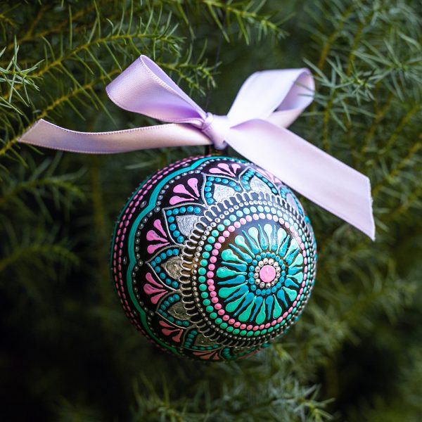 Mint-pink Christmas bauble