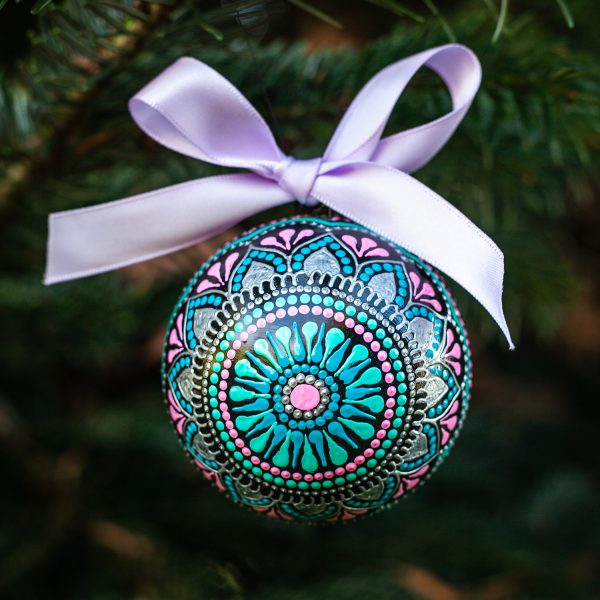 Mint-pink Christmas bauble